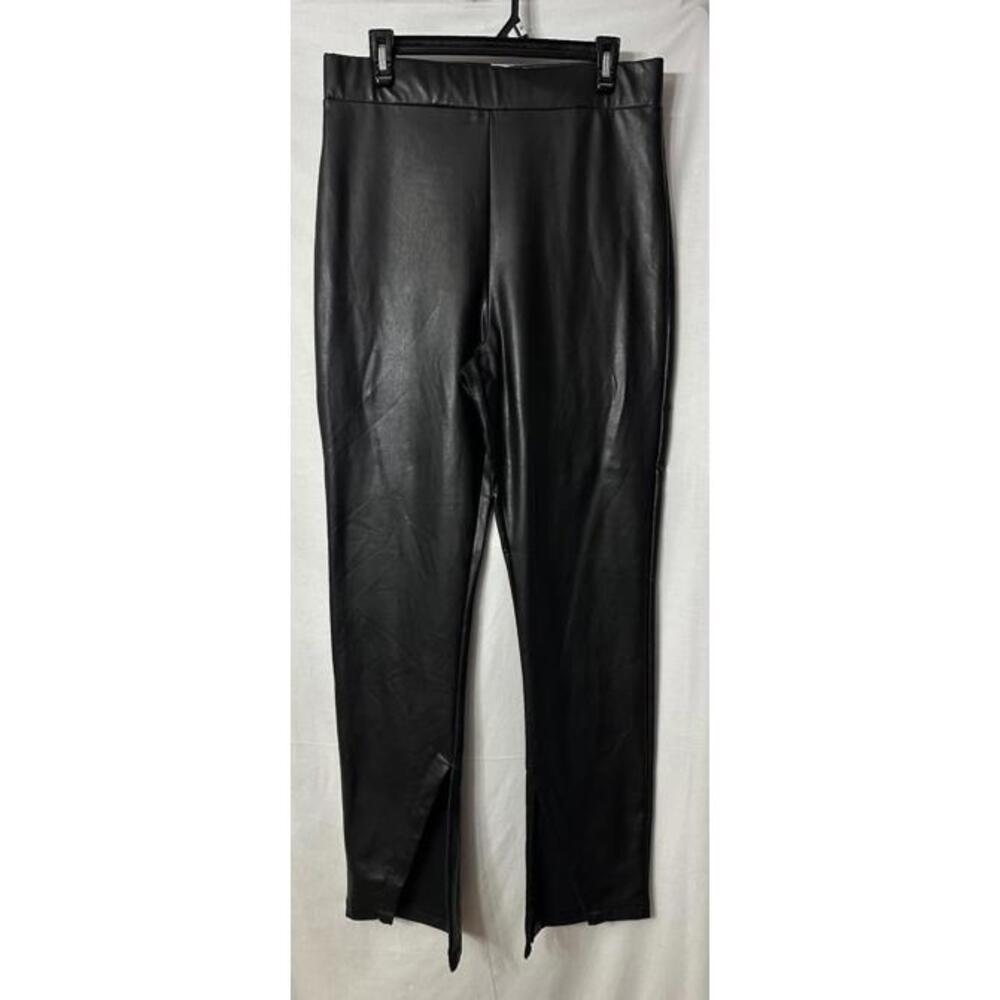 NWT Avec Les Filles Anthropologie Womens Black Faux Leather Pants Size large